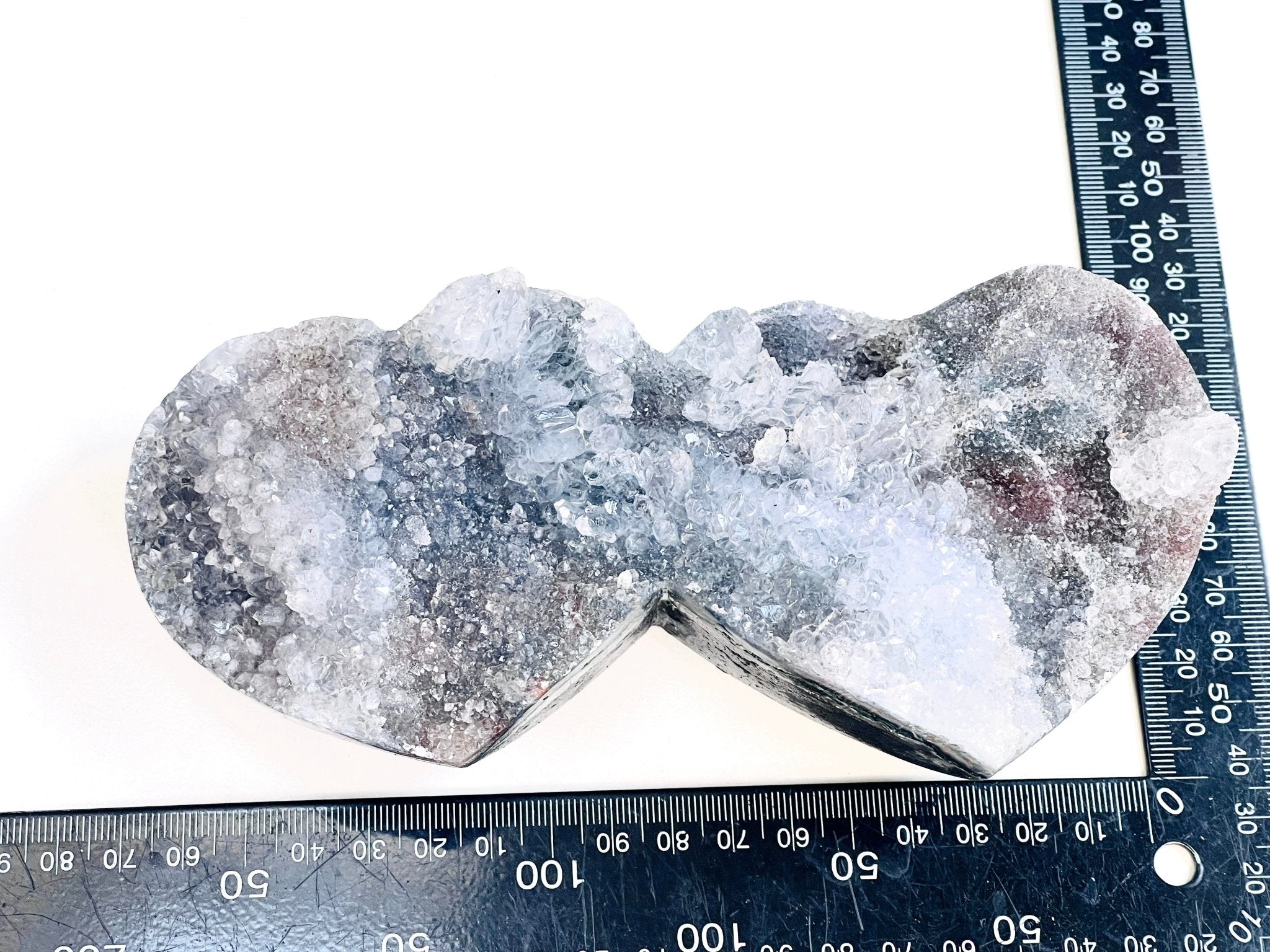 Rare Amethyst Flower Heart, Special Amethyst Flower Polished Crystal Double Heart, Unique Gift, Crystal Gift - Million Years Crystal