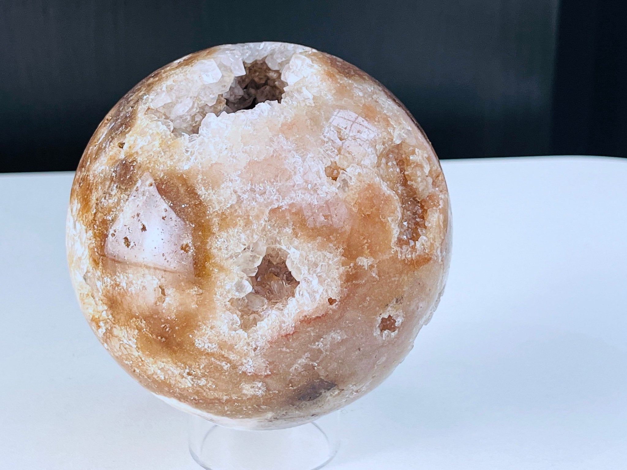 Rare Pink Amethyst Sphere, 105mm Large Super Druzy Pink Amethyst sphere with Quartz , Sparkling Pink Amethyst , Crystal Gift, Home Decor - Million Years Crystal