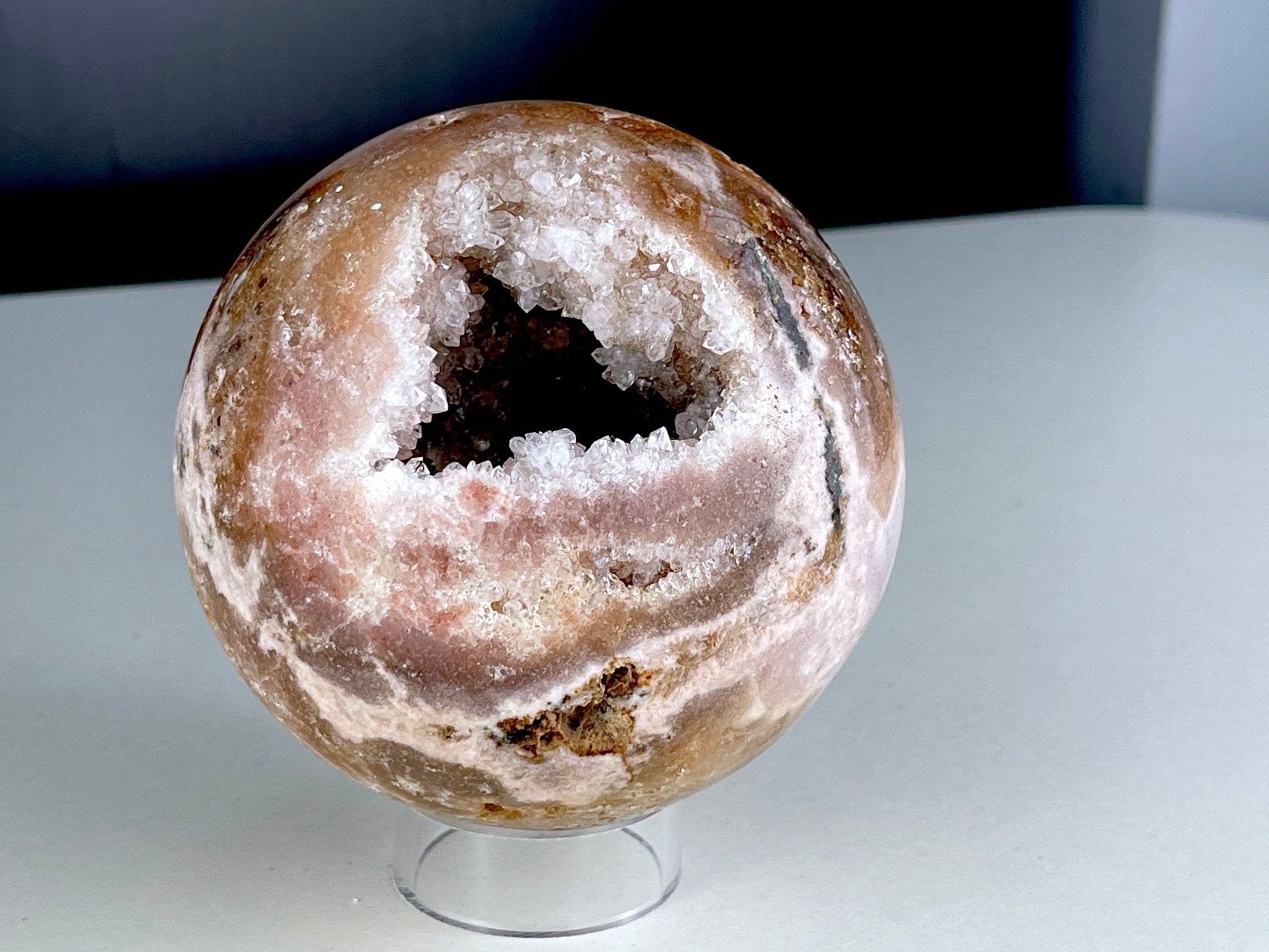 Rare Pink Amethyst Sphere, 105mm Large Super Druzy Pink Amethyst sphere with Quartz , Sparkling Pink Amethyst , Crystal Gift, Home Decor - Million Years Crystal