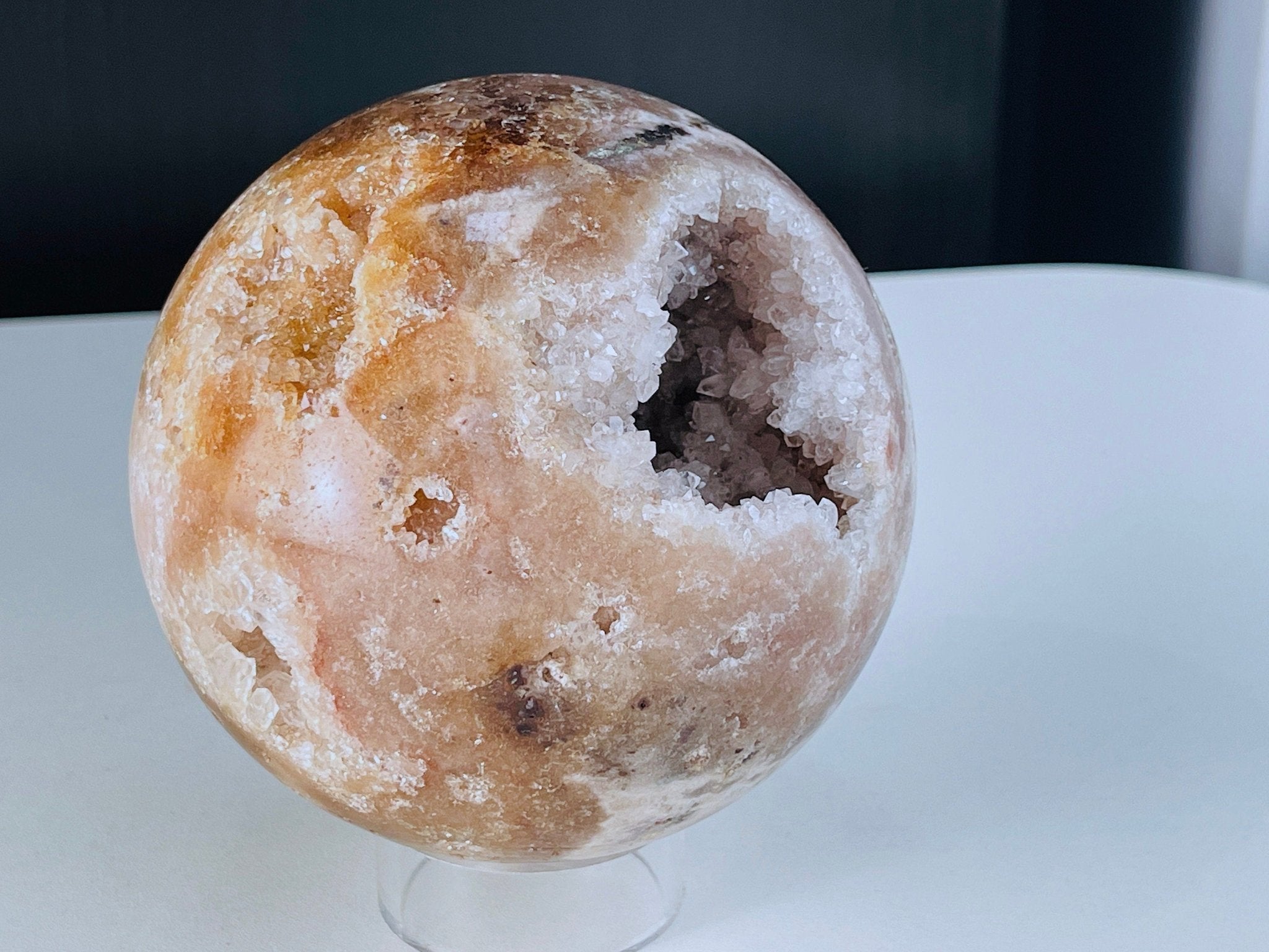 Rare Pink Amethyst Sphere, 105mm Large Super Druzy Pink Amethyst sphere with Quartz , Sparkling Pink Amethyst , Crystal Gift, Home Decor - Million Years Crystal