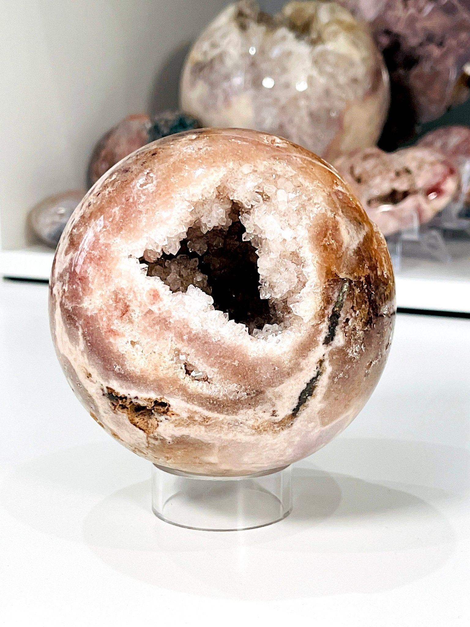 Rare Pink Amethyst Sphere, 105mm Large Super Druzy Pink Amethyst sphere with Quartz , Sparkling Pink Amethyst , Crystal Gift, Home Decor - Million Years Crystal