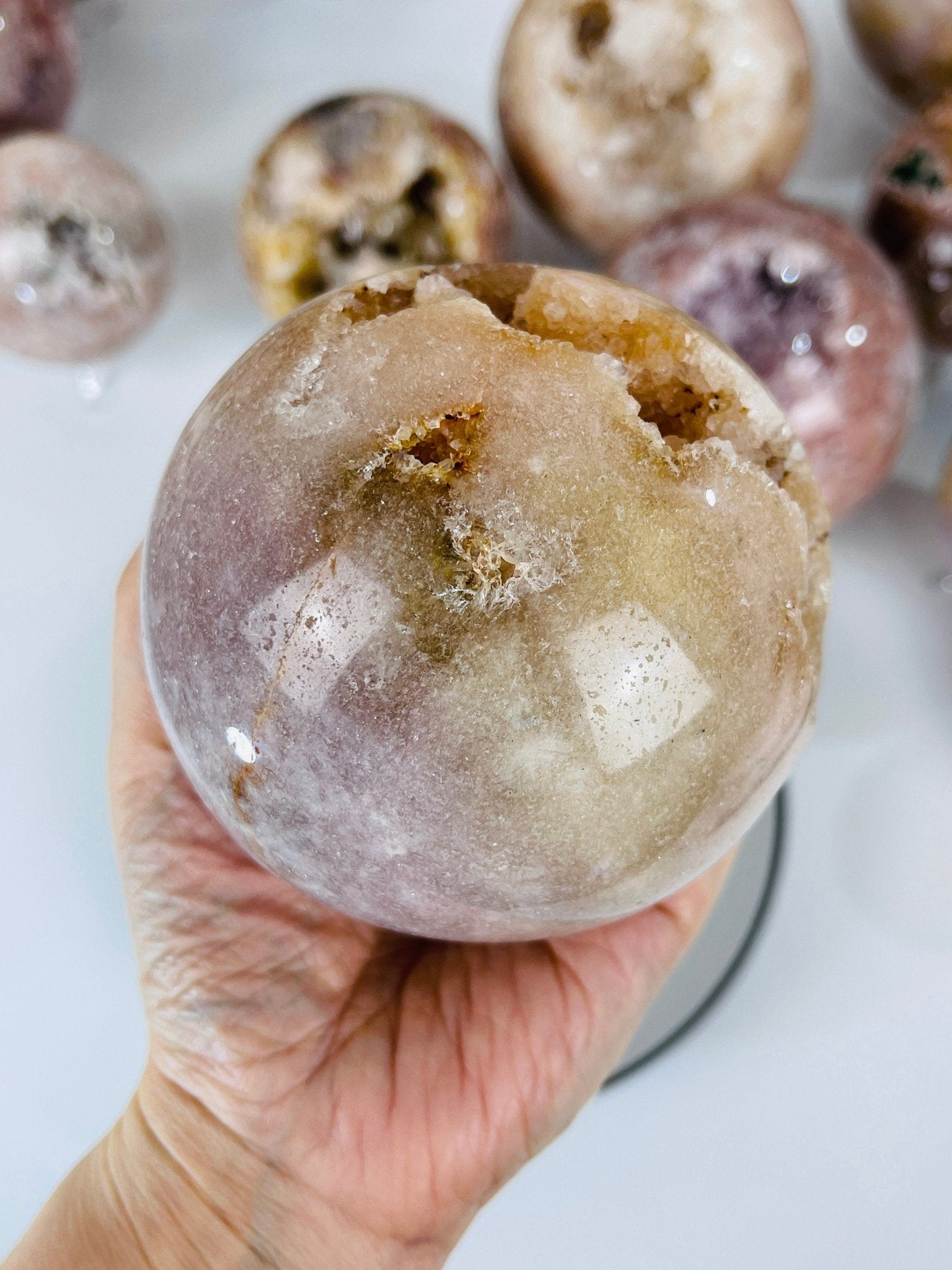 Rare Pink Amethyst Sphere, 1088g Pink Amethyst Sphere, Dreaming Pink Amethyst Sphere , Sparkeling Pink Amethyst Sphere Home Decor - Million Years Crystal