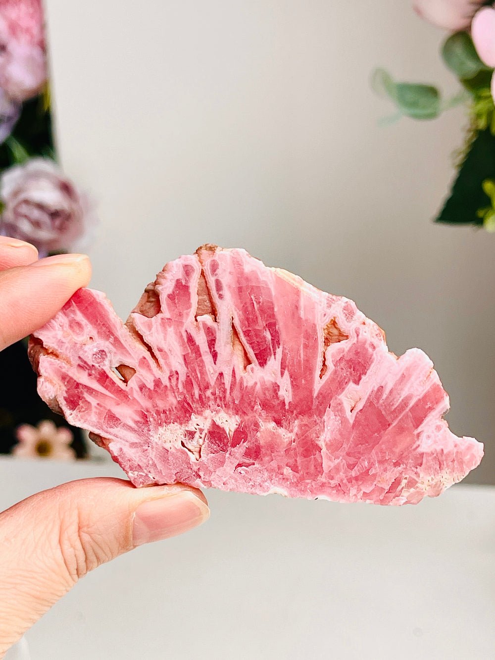 Rare Rhodochrosite Slab – Argentine Fire Pattern Crystal Display Piece - Million Years Crystal