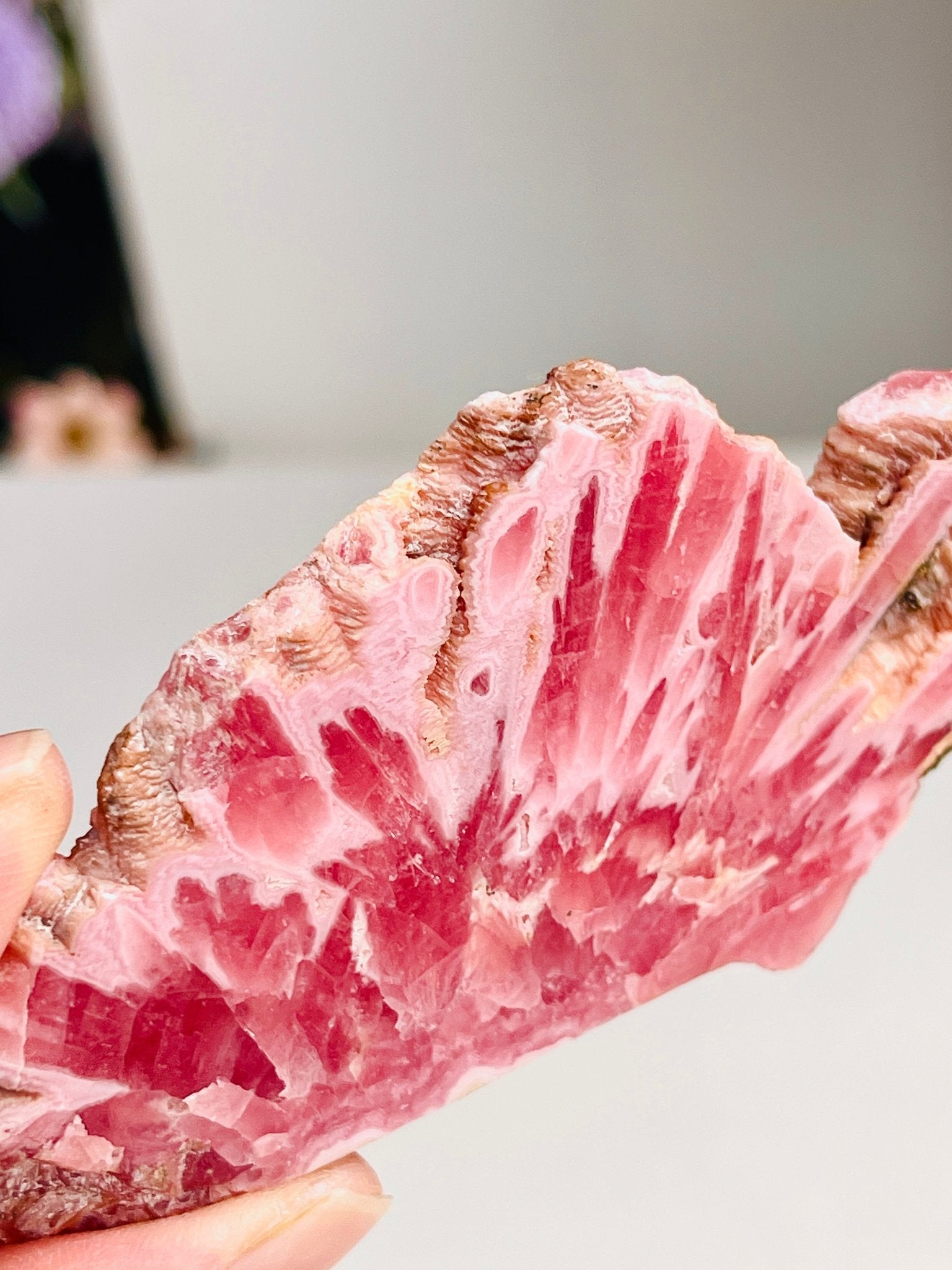 Rare Rhodochrosite Slab – Argentine Fire Pattern Crystal Display Piece - Million Years Crystal