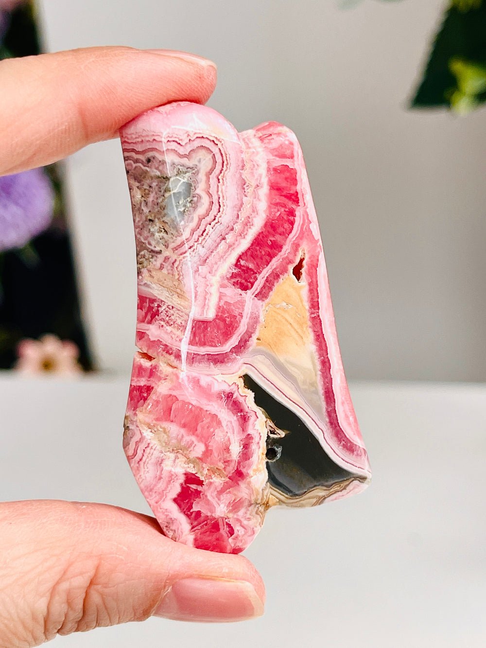 Rare Rhodochrosite Slab – Argentine Pink Banded Crystal - Million Years Crystal