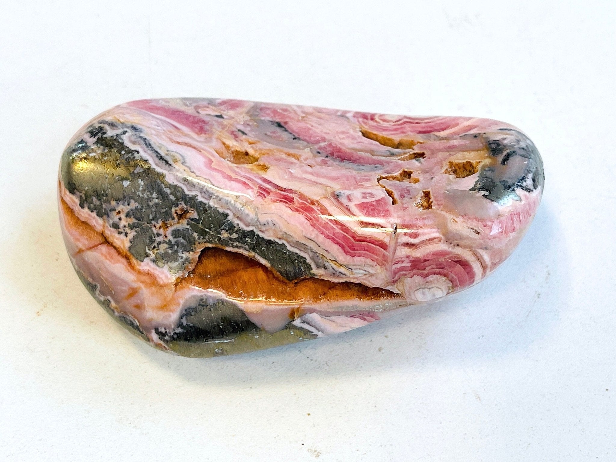 Rhodochrosite Freeform collector's piece, 261g statement Argentina Rhodochrosite Specimen, rare crystals, crystal gift - Million Years Crystal