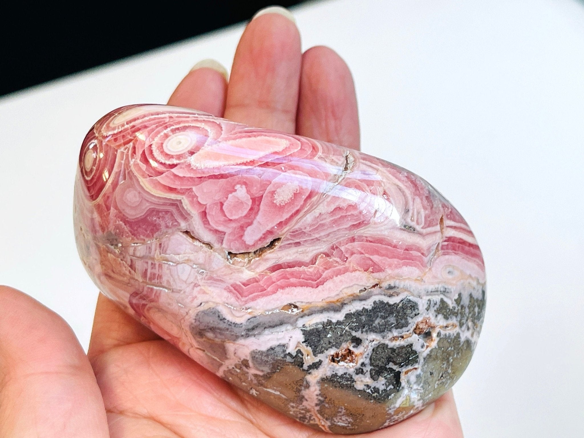 Rhodochrosite Freeform collector's piece, 261g statement Argentina Rhodochrosite Specimen, rare crystals, crystal gift - Million Years Crystal