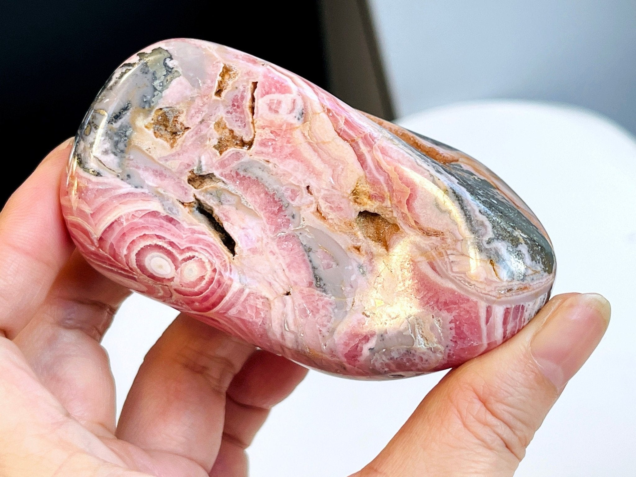 Rhodochrosite Freeform collector's piece, 261g statement Argentina Rhodochrosite Specimen, rare crystals, crystal gift - Million Years Crystal
