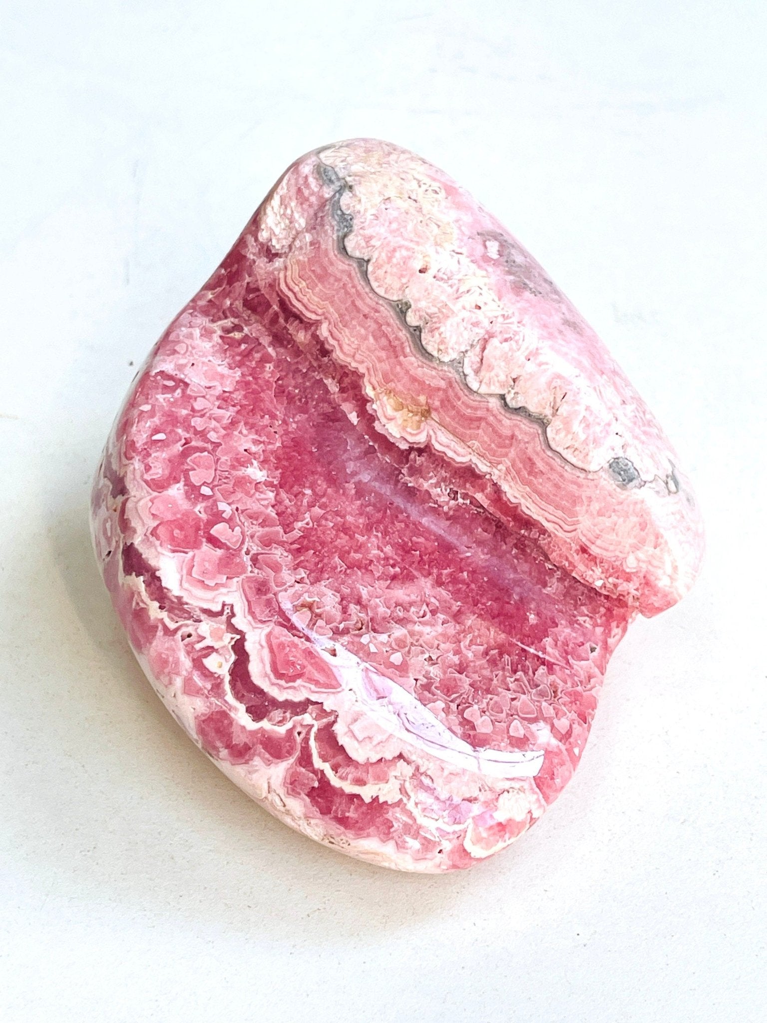 Rhodochrosite Freeform collector's piece, 529g statement Argentina Rhodochrosite Specimen, rare crystals, crystal gift - Million Years Crystal