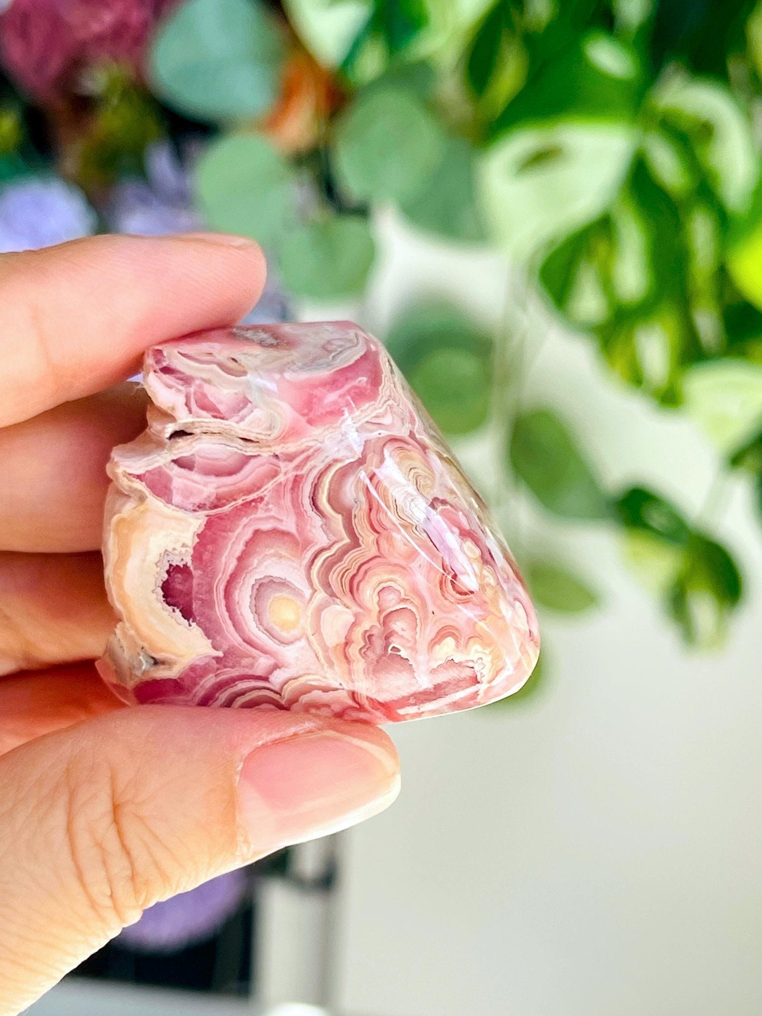 Rhodochrosite Gemy Freeform collector's piece, Argentina Rhodochrosite Specimen, rare crystals, crystal gift - Million Years Crystal
