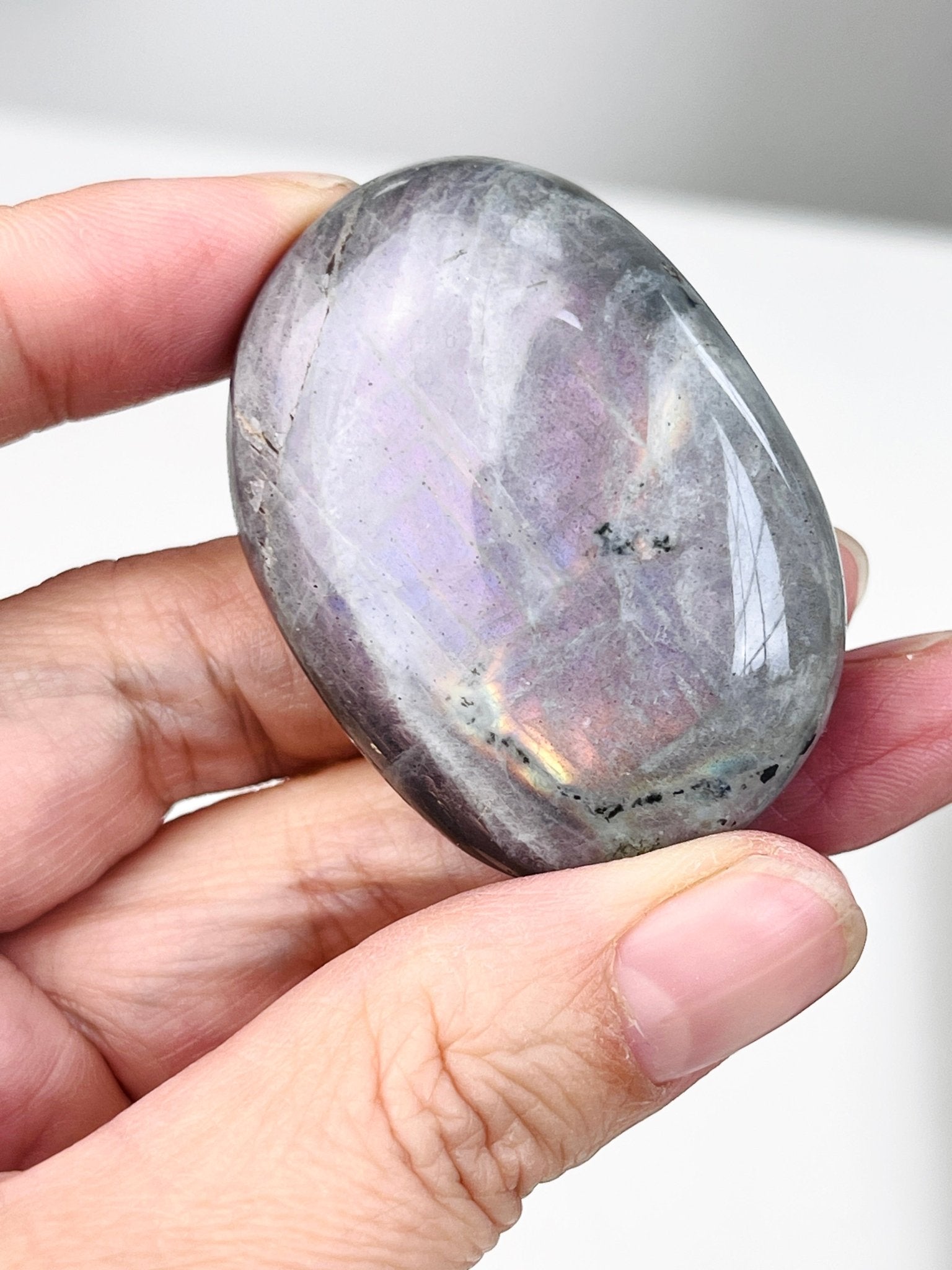 Sunset Labradorite Palm Stone, Purple and Orange Labradorite, crystal gift, healing crystal - Million Years Crystal