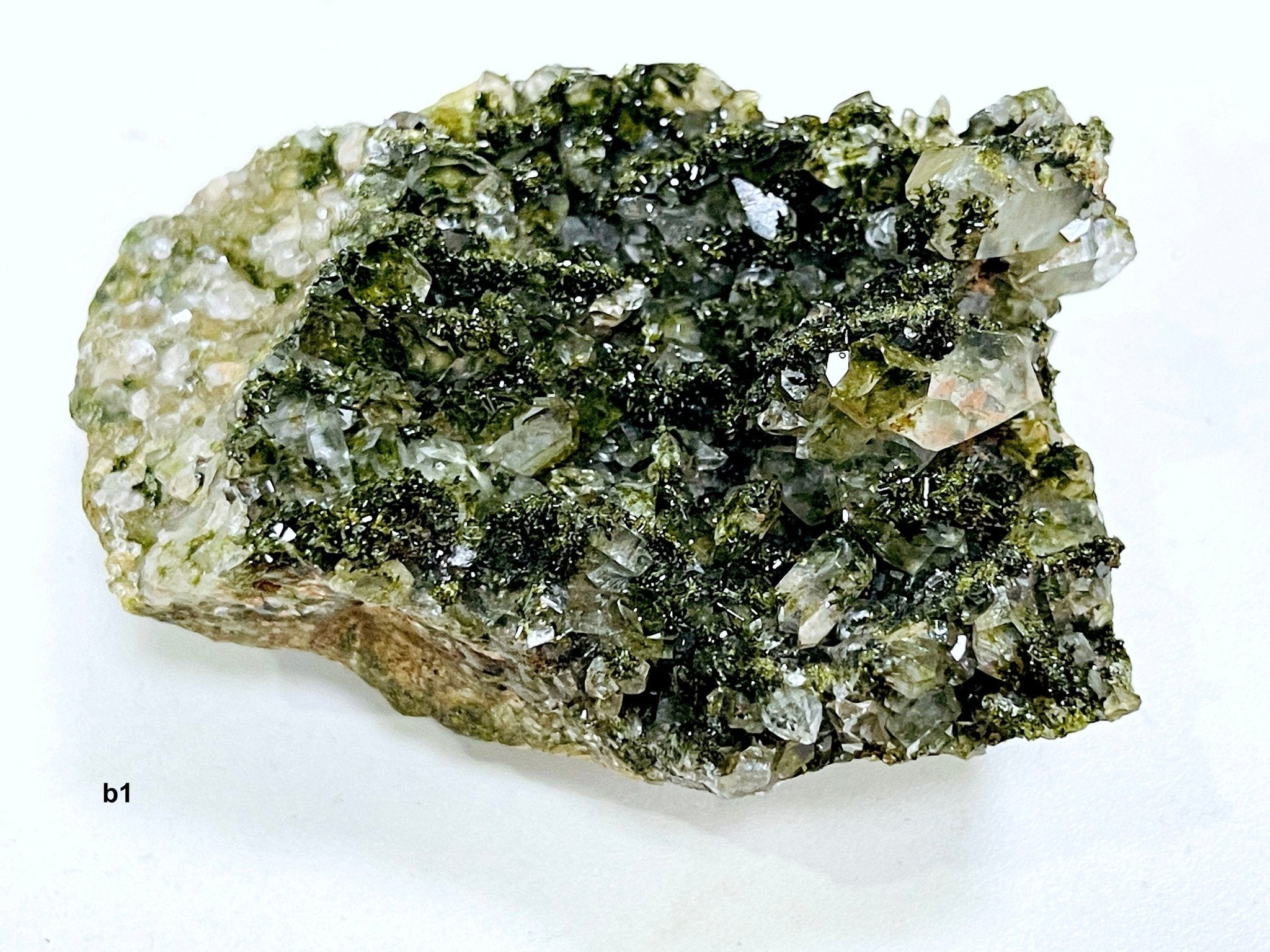 Super Sparkly Forest Epidote with Quartz Specimen, Forest Quartz - Million Years Crystal