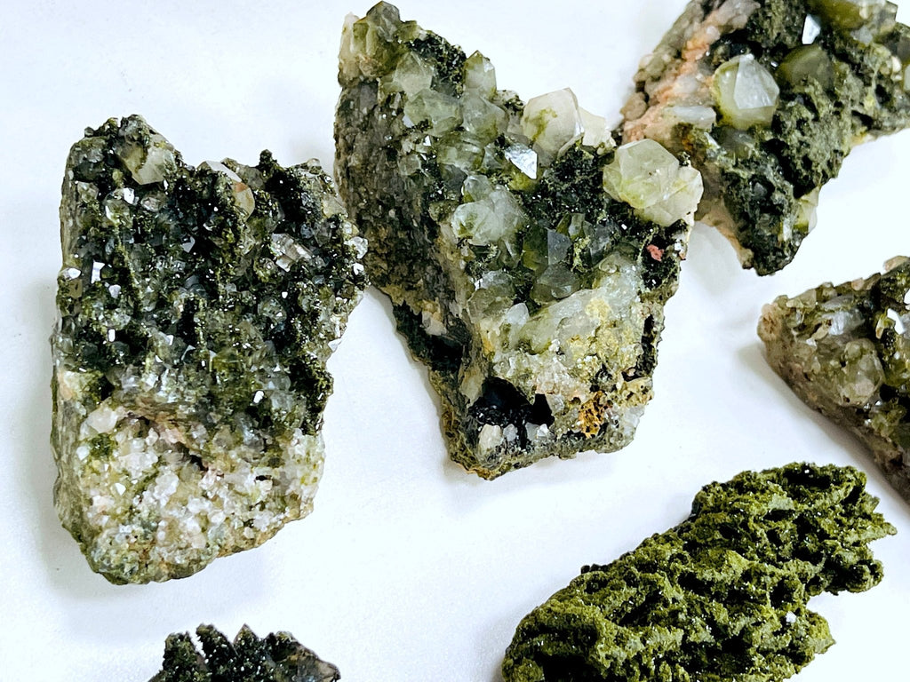 Super Sparkly Forest Epidote with Quartz Specimen, Forest Quartz - Million Years Crystal
