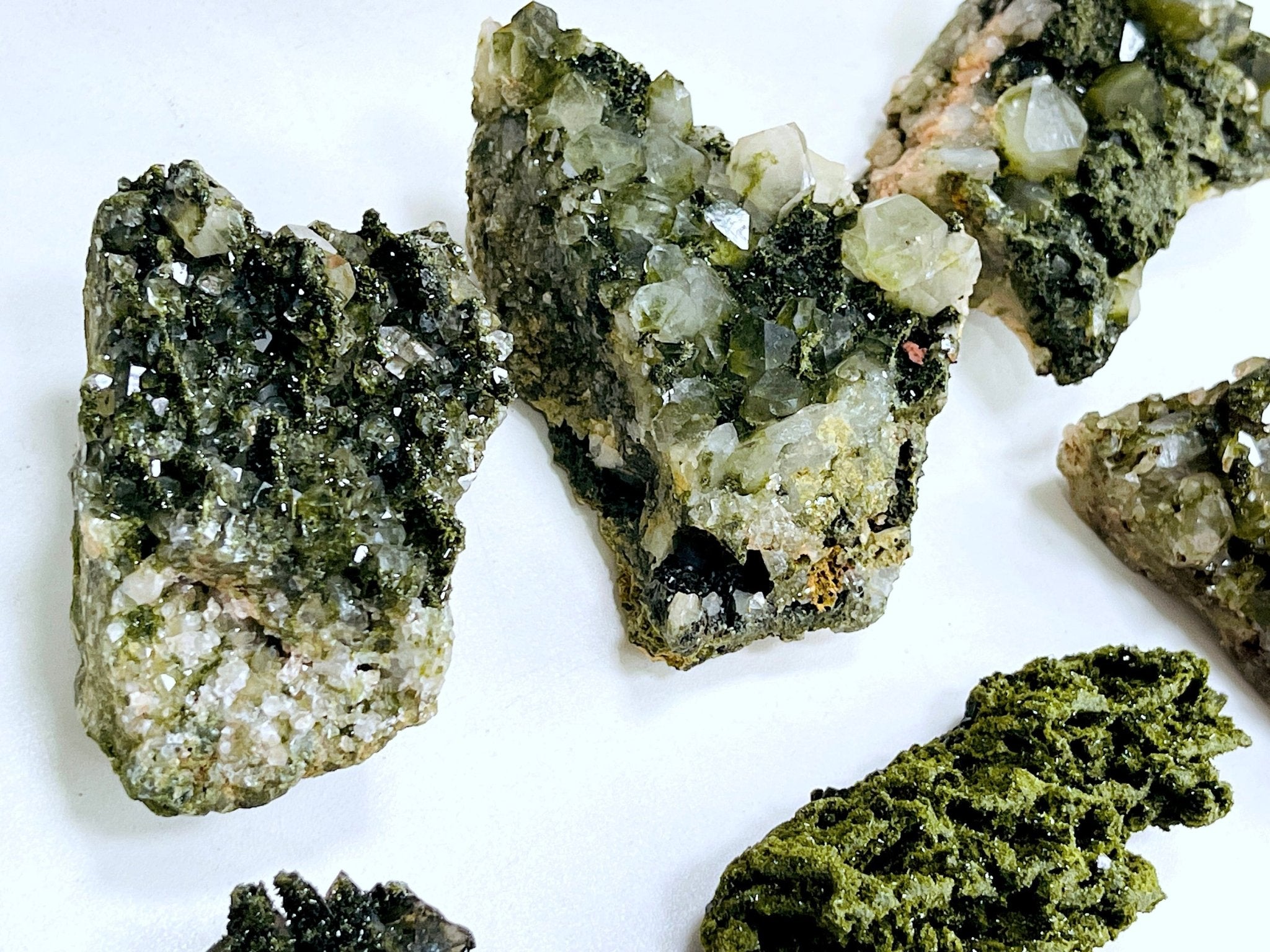 Super Sparkly Forest Epidote with Quartz Specimen, Forest Quartz - Million Years Crystal