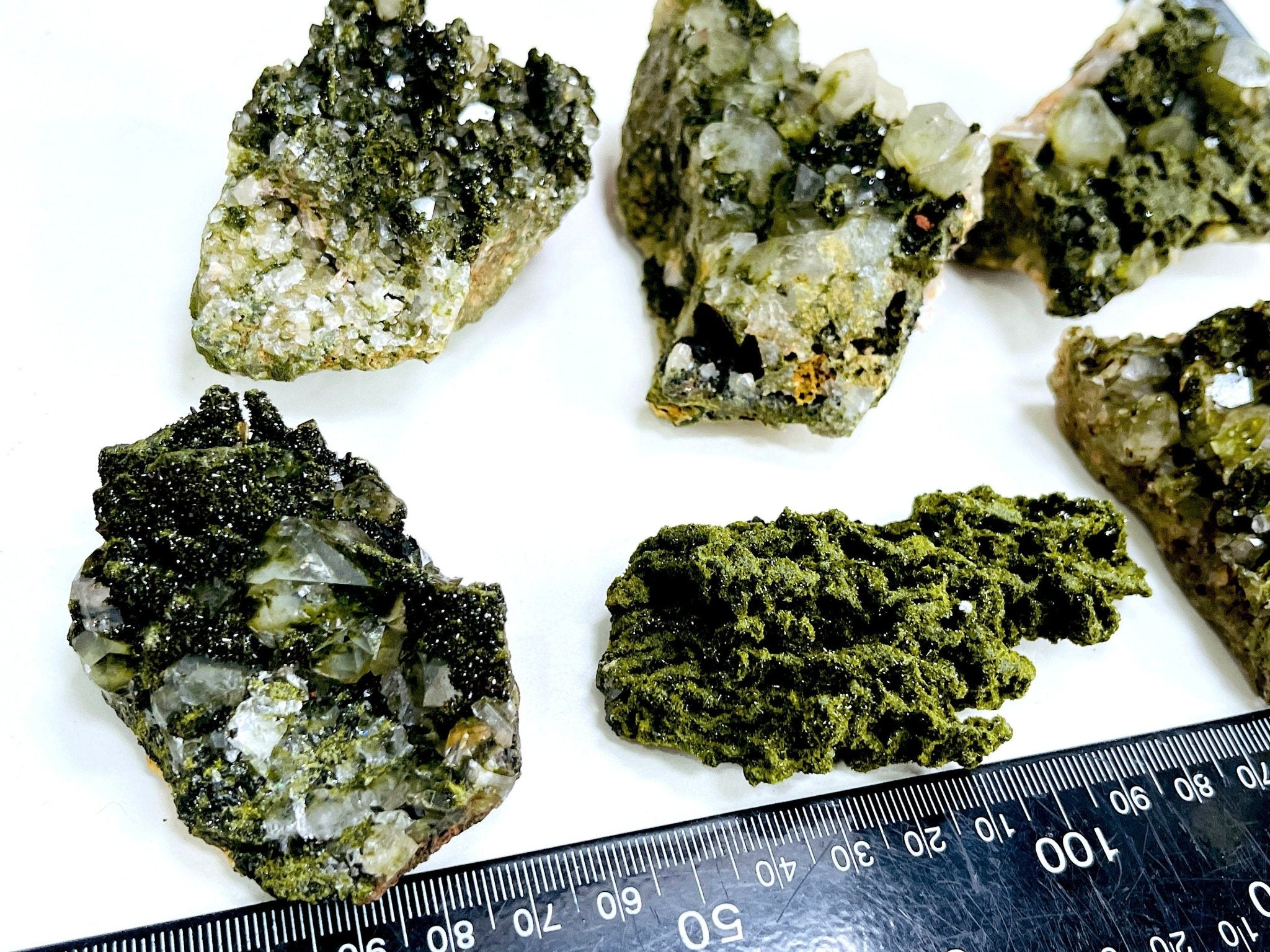 Super Sparkly Forest Epidote with Quartz Specimen, Forest Quartz - Million Years Crystal