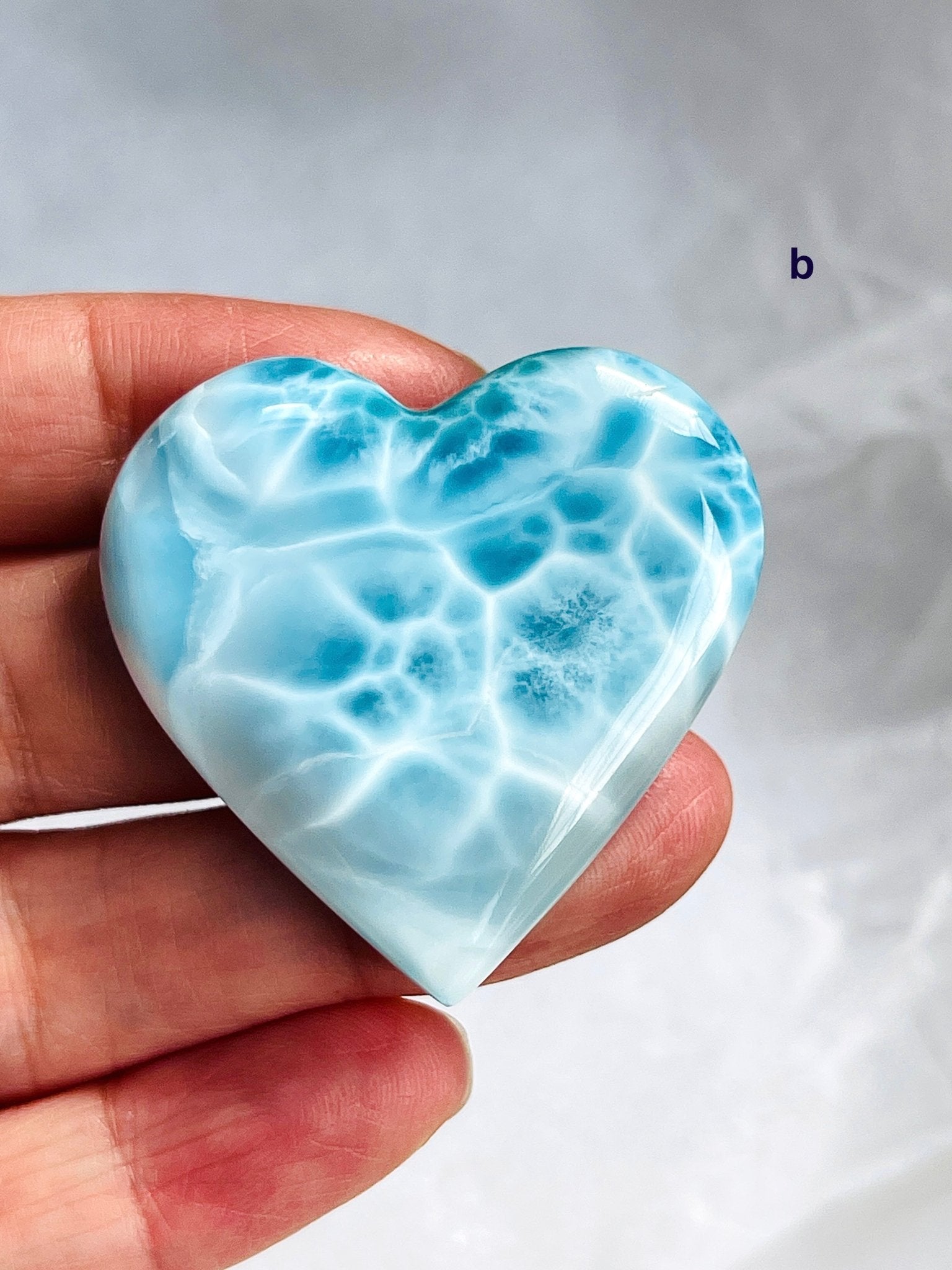 The Caribbean Mirage: AAA-Grade Larimar Sculpted Heart - Million Years Crystal