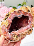 The "Cosmic Cave": Deep Red Moroccan Chalcedony Geode - Million Years Crystal
