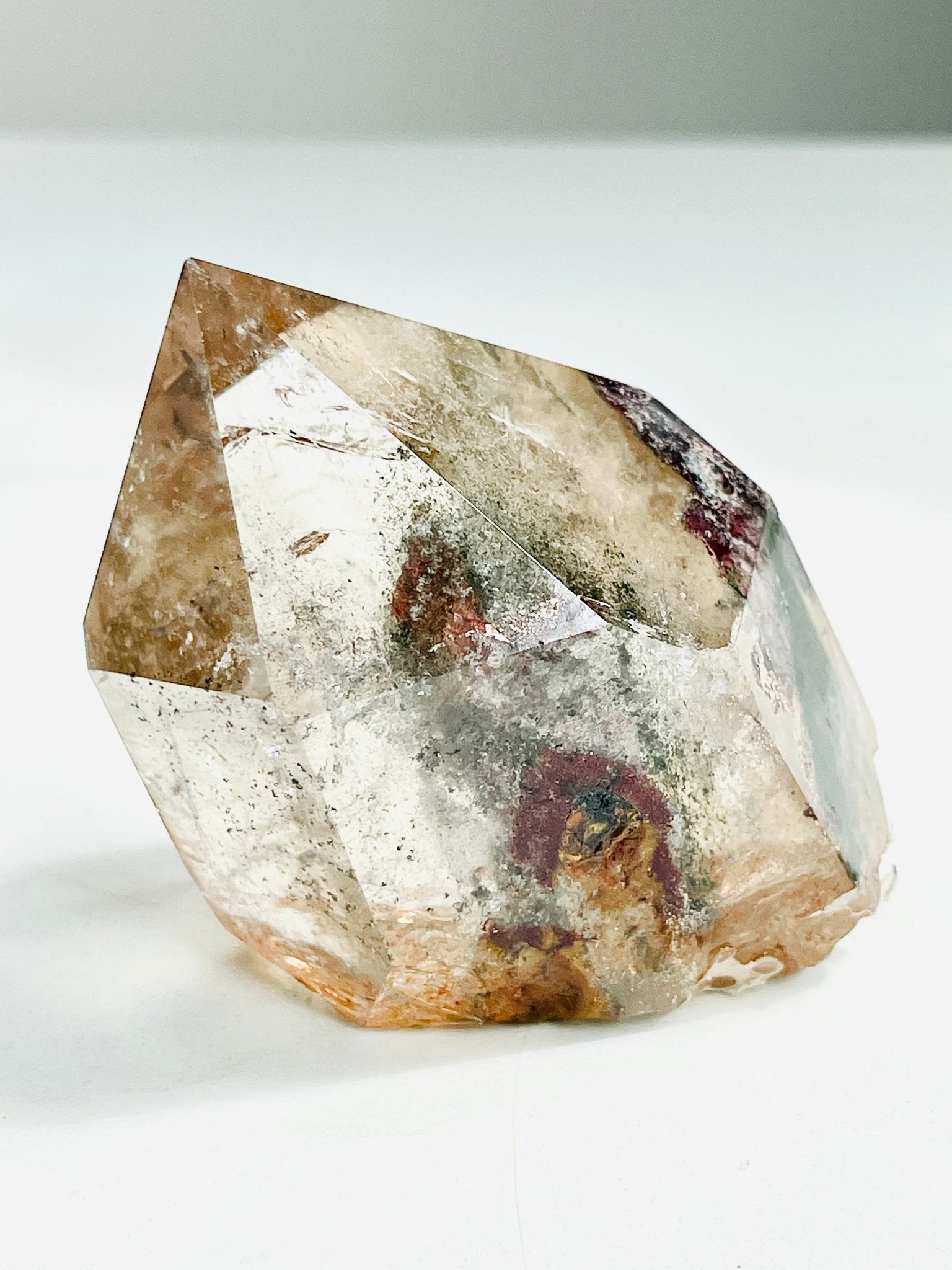 Unique Lodolite Quartz , Natural Brazilian Lodolite Quartz Point, Crystal Gift, Garden Quartz, - Million Years Crystal