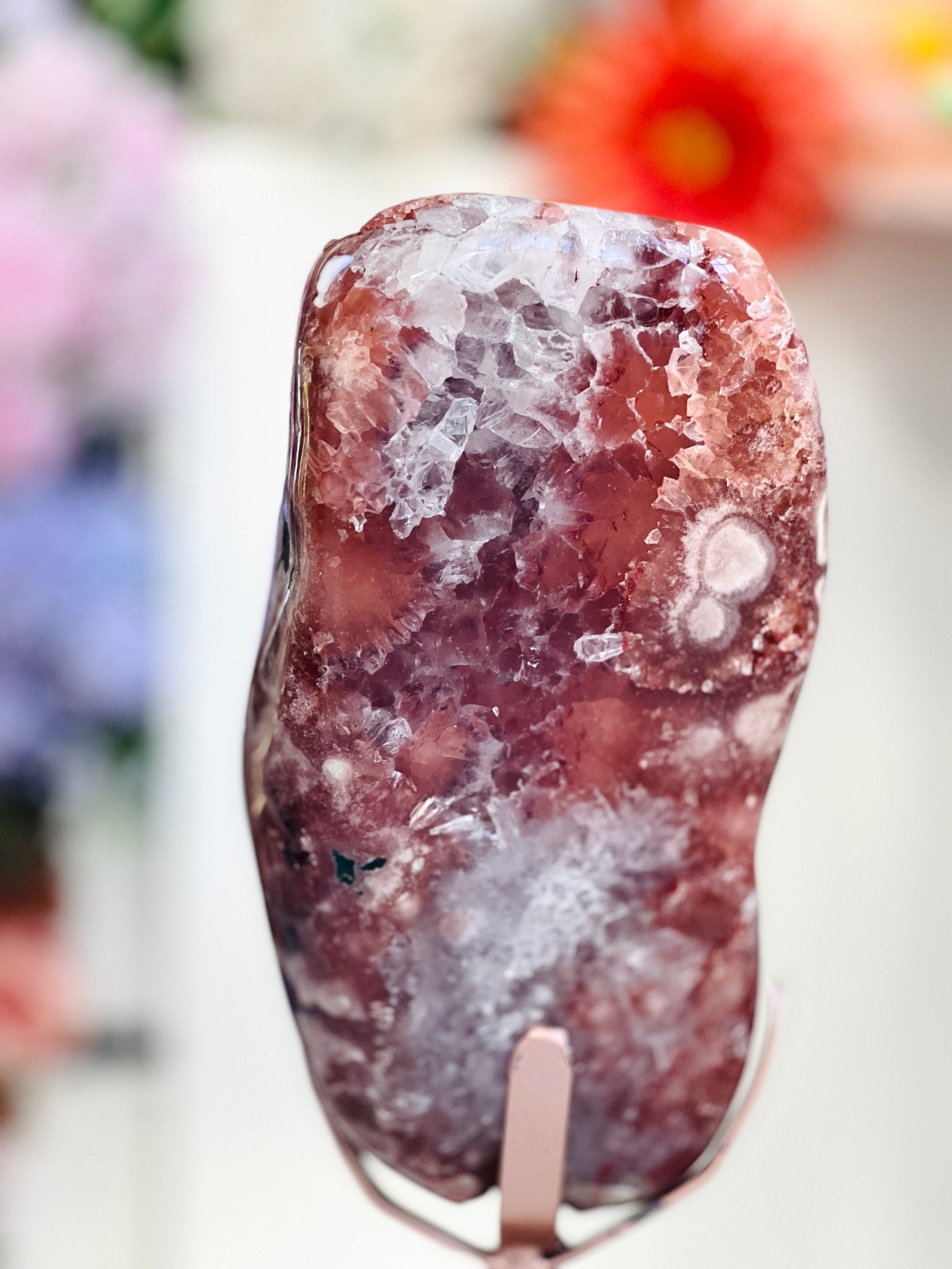 XL Pink Amethyst & Hematoid Quartz Freeform | Museum-Grade Crystal on Custom Stand - Million Years Crystal