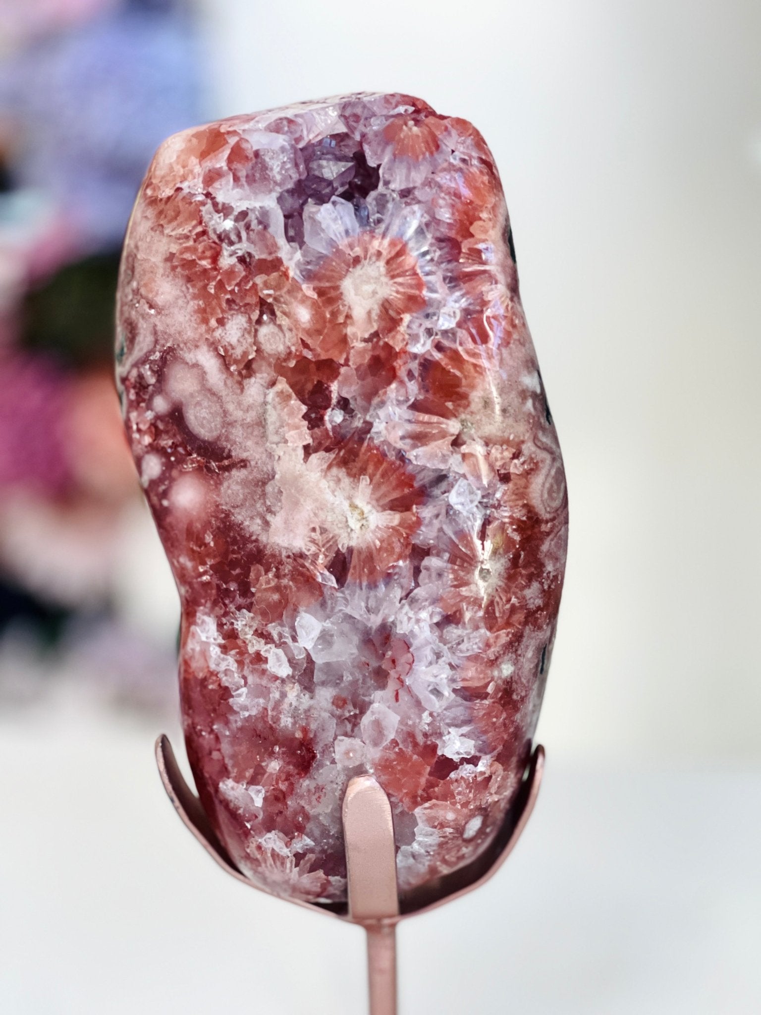 XL Pink Amethyst & Hematoid Quartz Freeform | Museum-Grade Crystal on Custom Stand - Million Years Crystal