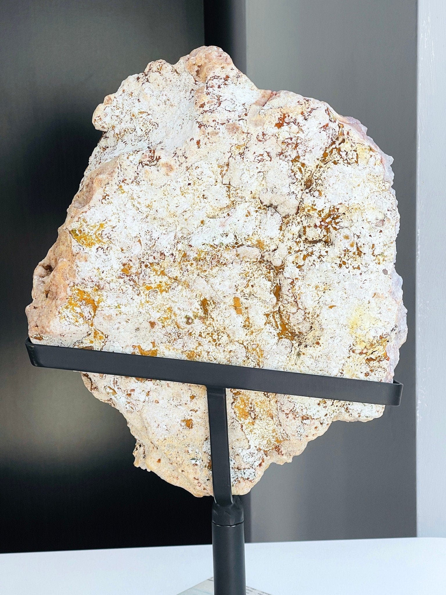 XXL Museum Quality Pink Amethyst Slab on Spinning Stand | 6.86kg Statement Piece - Million Years Crystal