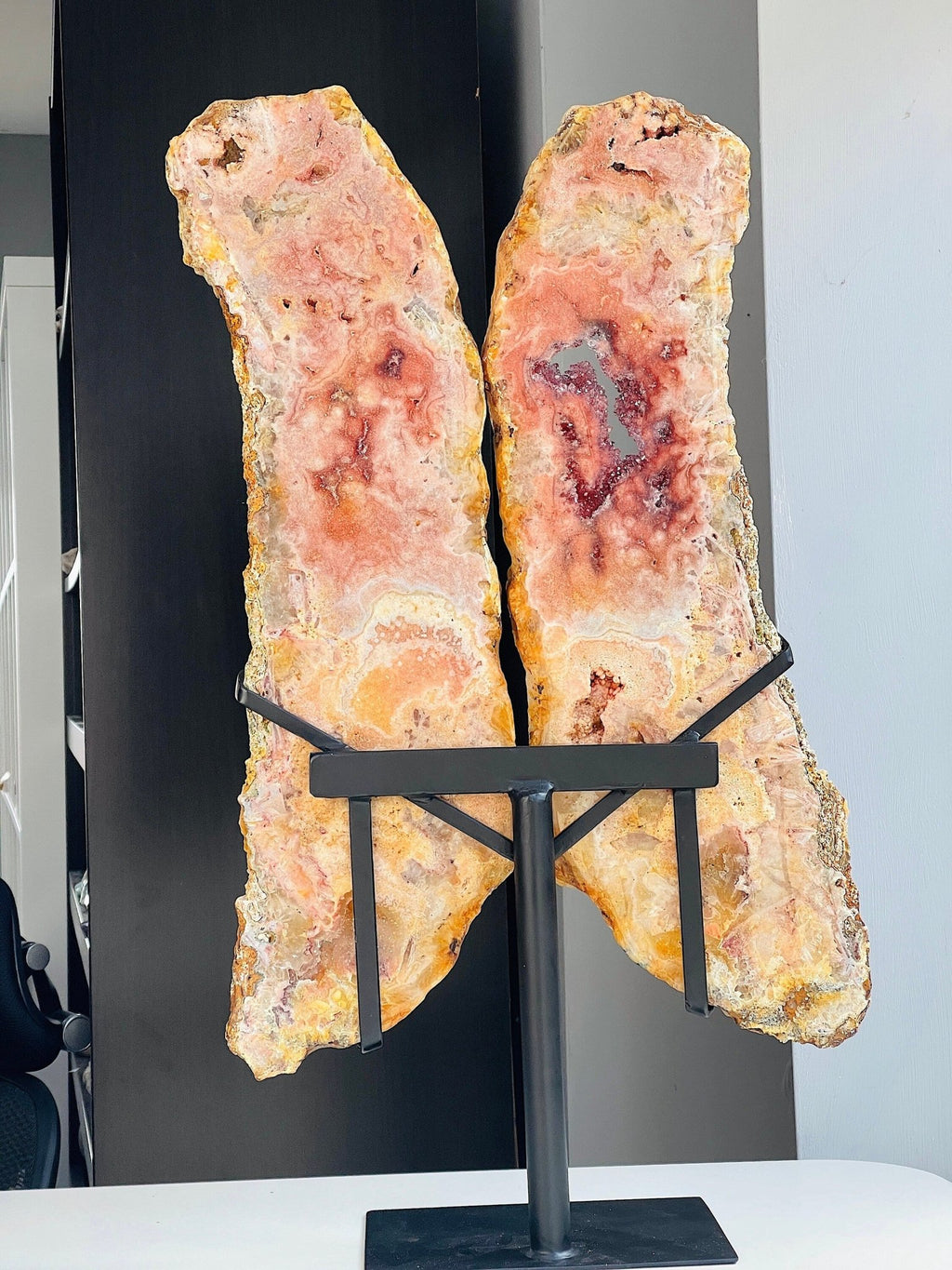 XXXXL Pink Amethyst Angel Wings on Stand | 64cm Statement Crystal | Home Décor Gift - Million Years Crystal