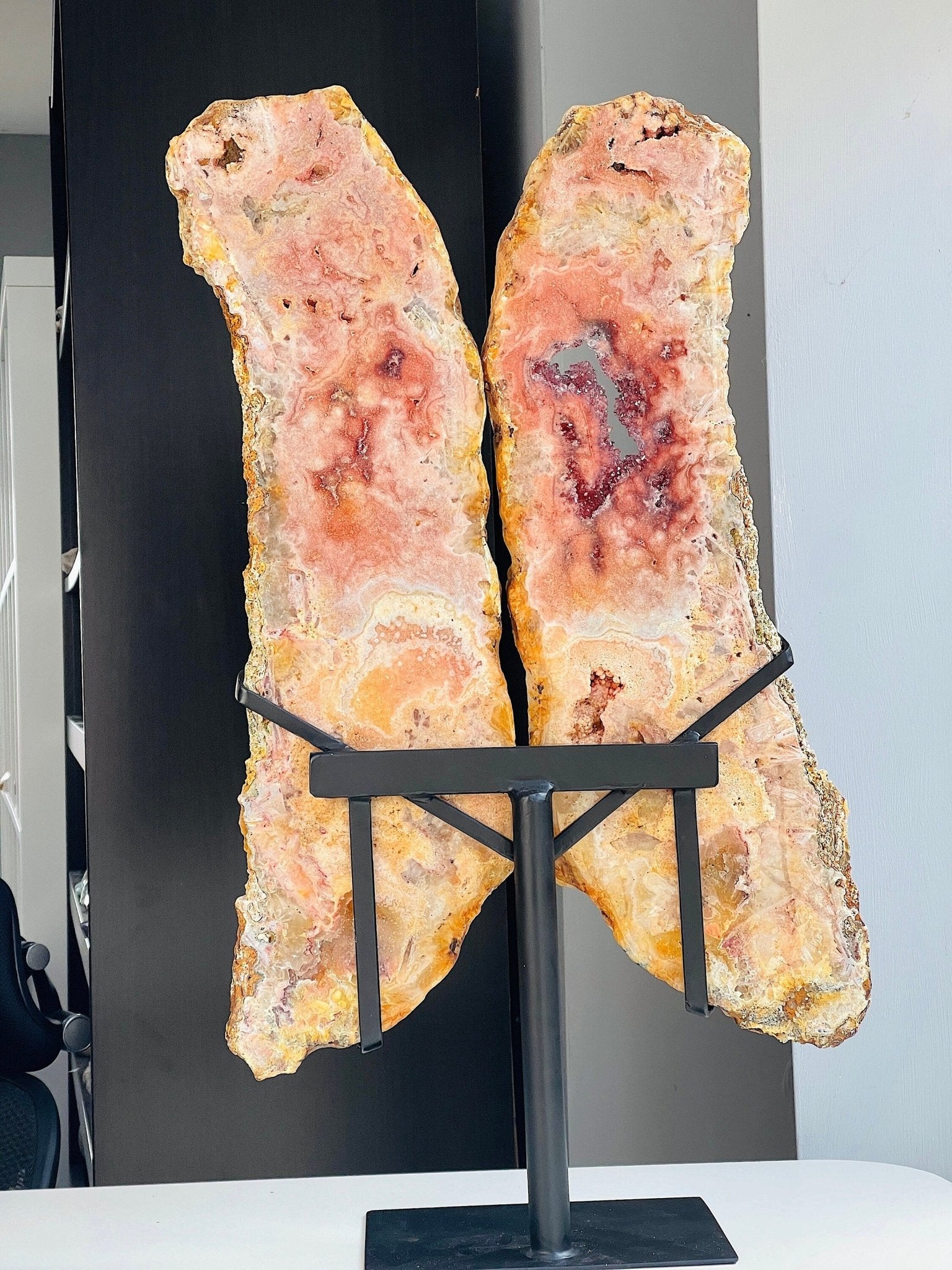 XXXXL Pink Amethyst Angel Wings on Stand | 64cm Statement Crystal | Home Décor Gift - Million Years Crystal