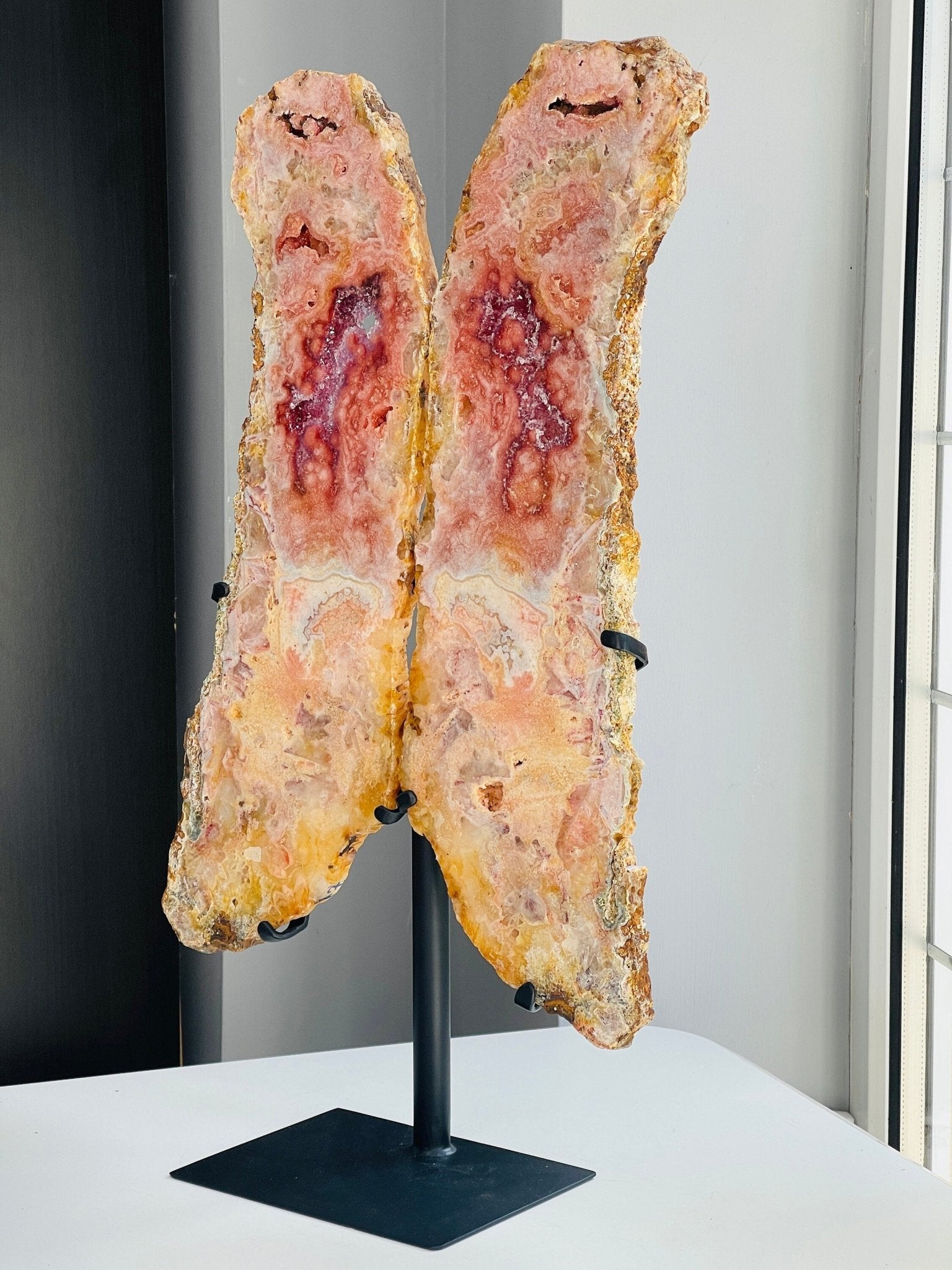 XXXXL Pink Amethyst Angel Wings on Stand | 64cm Statement Crystal | Home Décor Gift - Million Years Crystal